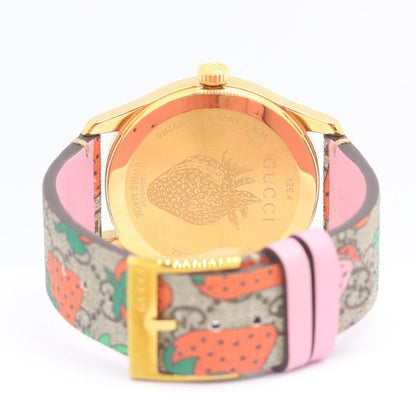 Gucci Timeless Quartz Strawberry Brown Dial Watch — view 4