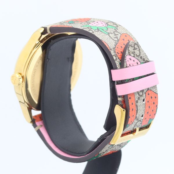 Gucci Timeless Quartz Strawberry Brown Dial Watch — view 3