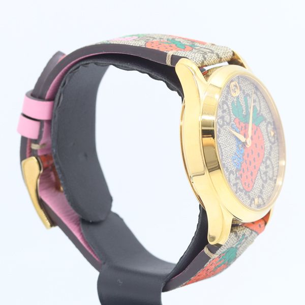 Gucci Timeless Quartz Strawberry Brown Dial Watch — view 2