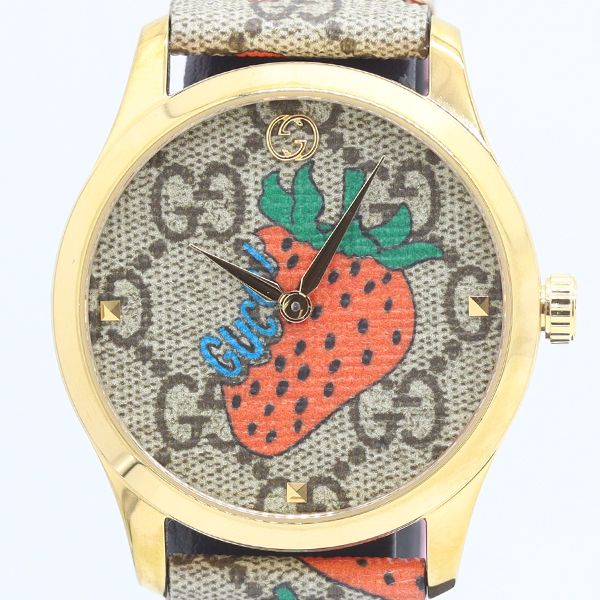 Gucci Timeless Quartz Strawberry Brown Dial Watch