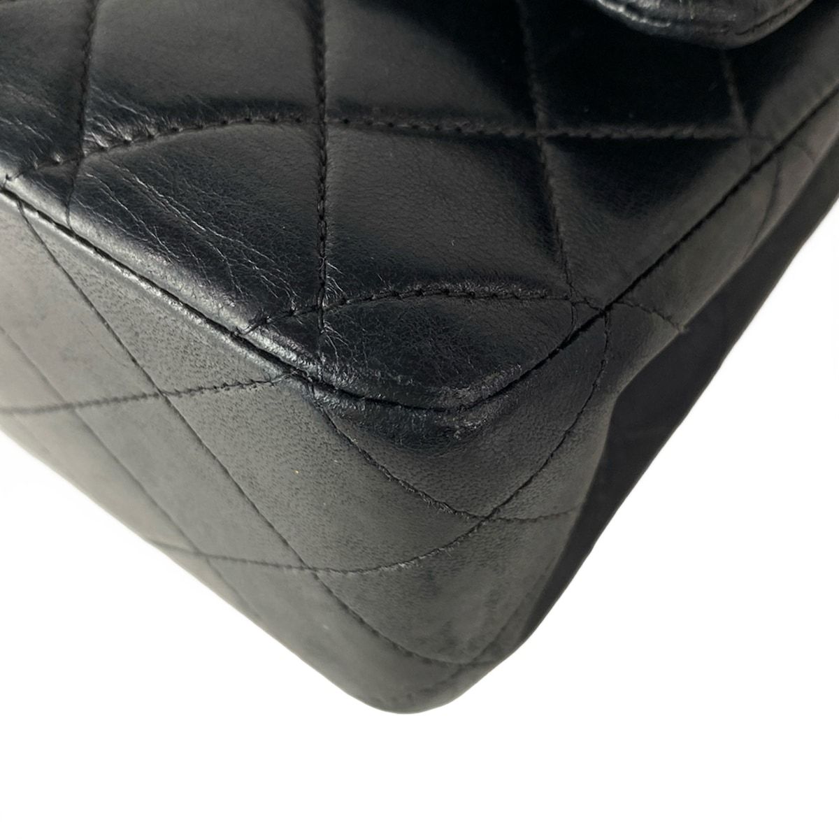 Chanel Shoulder Bag Double Flap Quilted Black Chain Silver Lambskin — view 6
