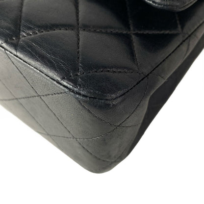 Chanel Shoulder Bag Double Flap Quilted Black Chain Silver Lambskin — view 6