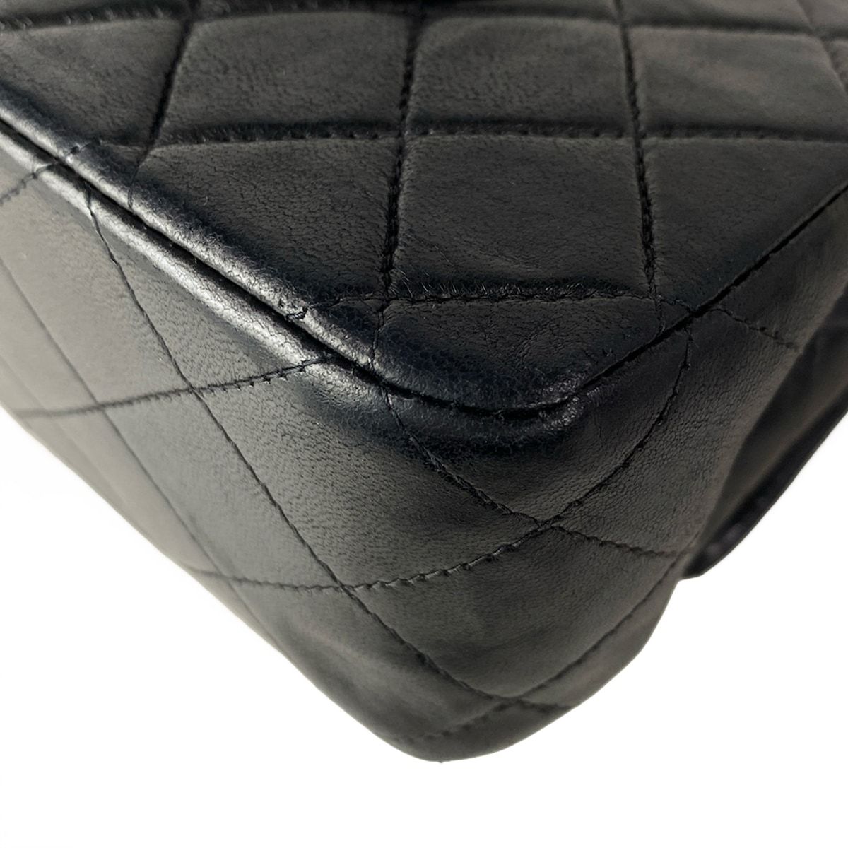 Chanel Shoulder Bag Double Flap Quilted Black Chain Silver Lambskin — view 8