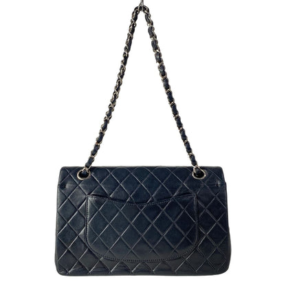 Chanel Shoulder Bag Double Flap Quilted Black Chain Silver Lambskin — view 3