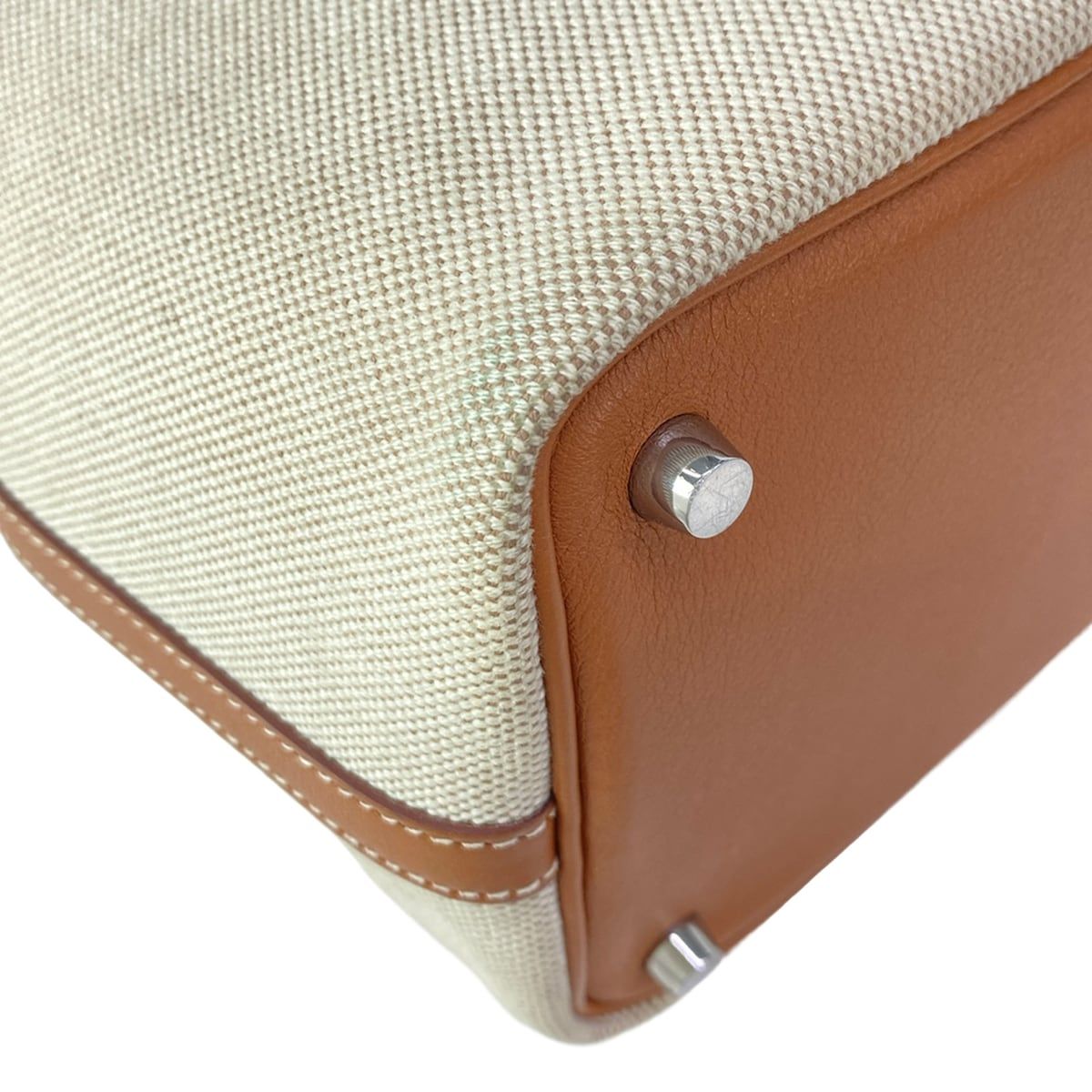 Hermes Handbag Picotin PM Ivory Forbe Silver — view 9
