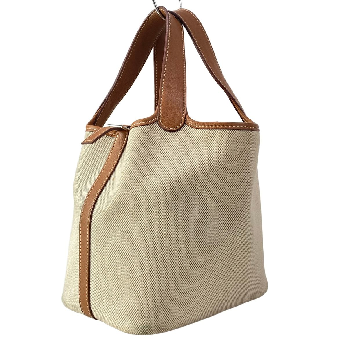 Hermes Handbag Picotin PM Ivory Forbe Silver