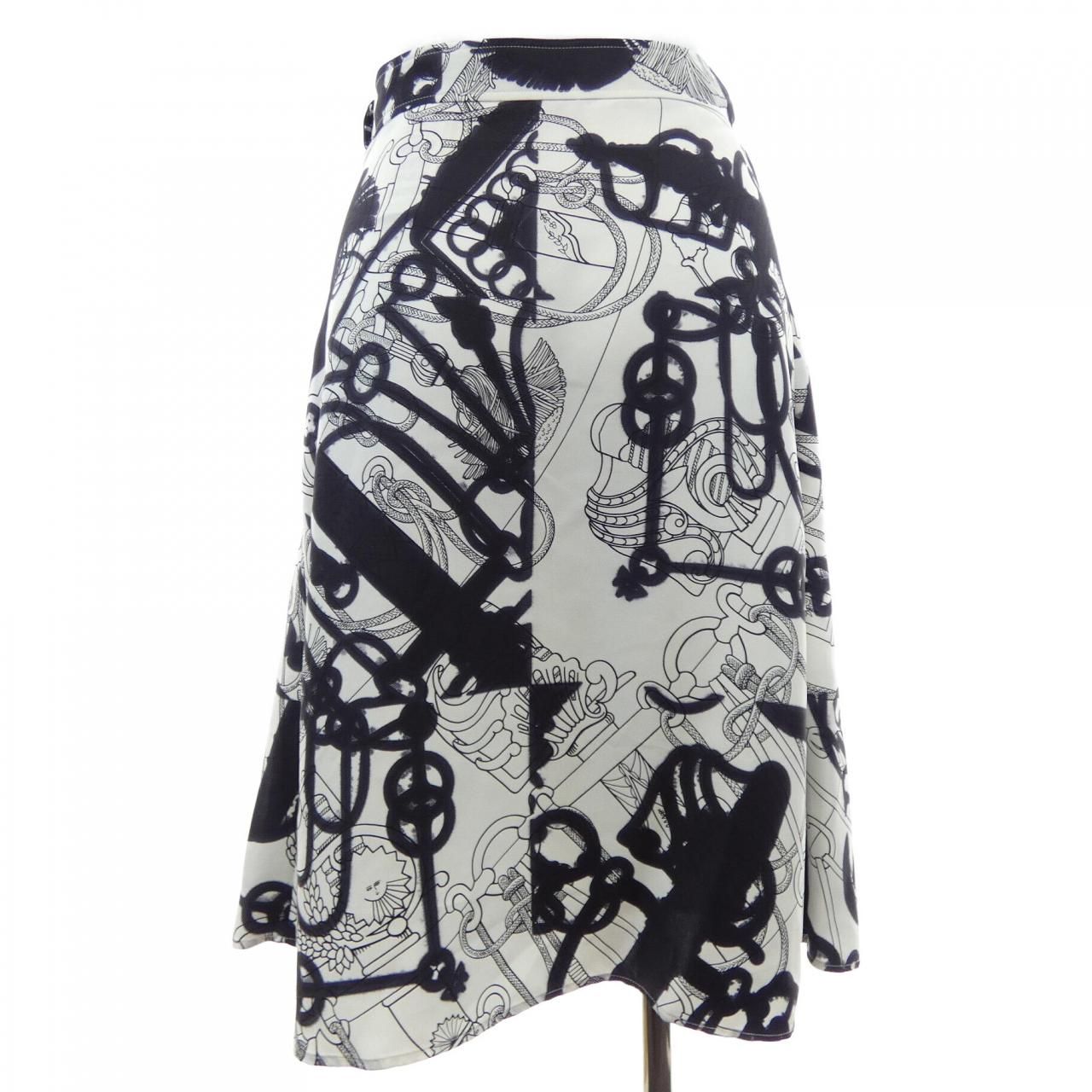 Hermes Cliquetis Tattoo Aquarelle Twill Lane Skirt — view 2