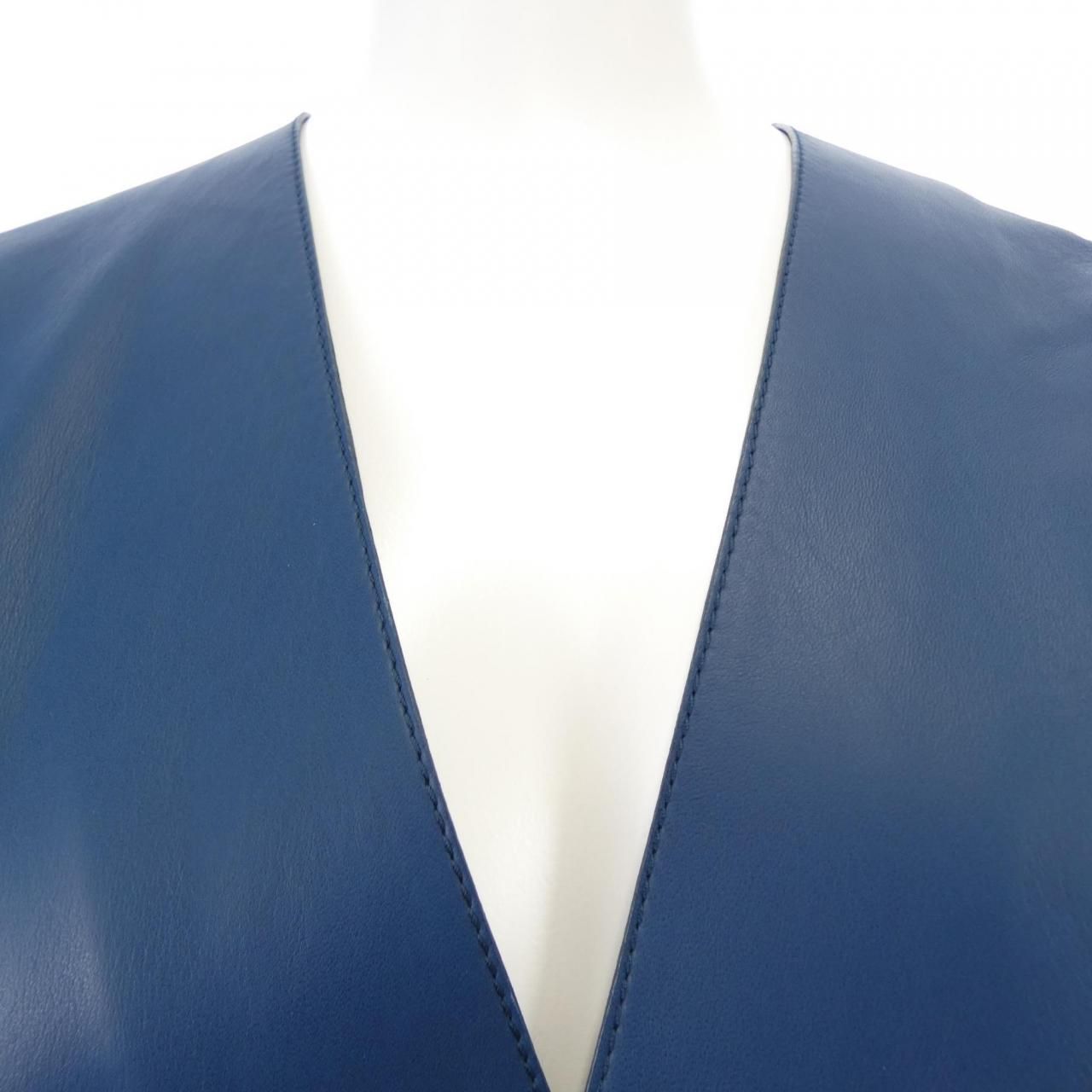 Loewe Leather Coat Blue — view 5