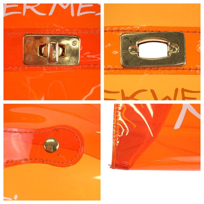 Hermes Vinyl Kelly Skeleton Orange Gold Handbag — view 5