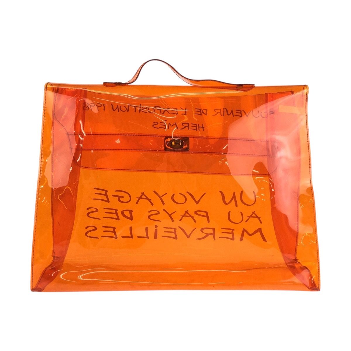 Hermes Vinyl Kelly Skeleton Orange Gold Handbag — view 2
