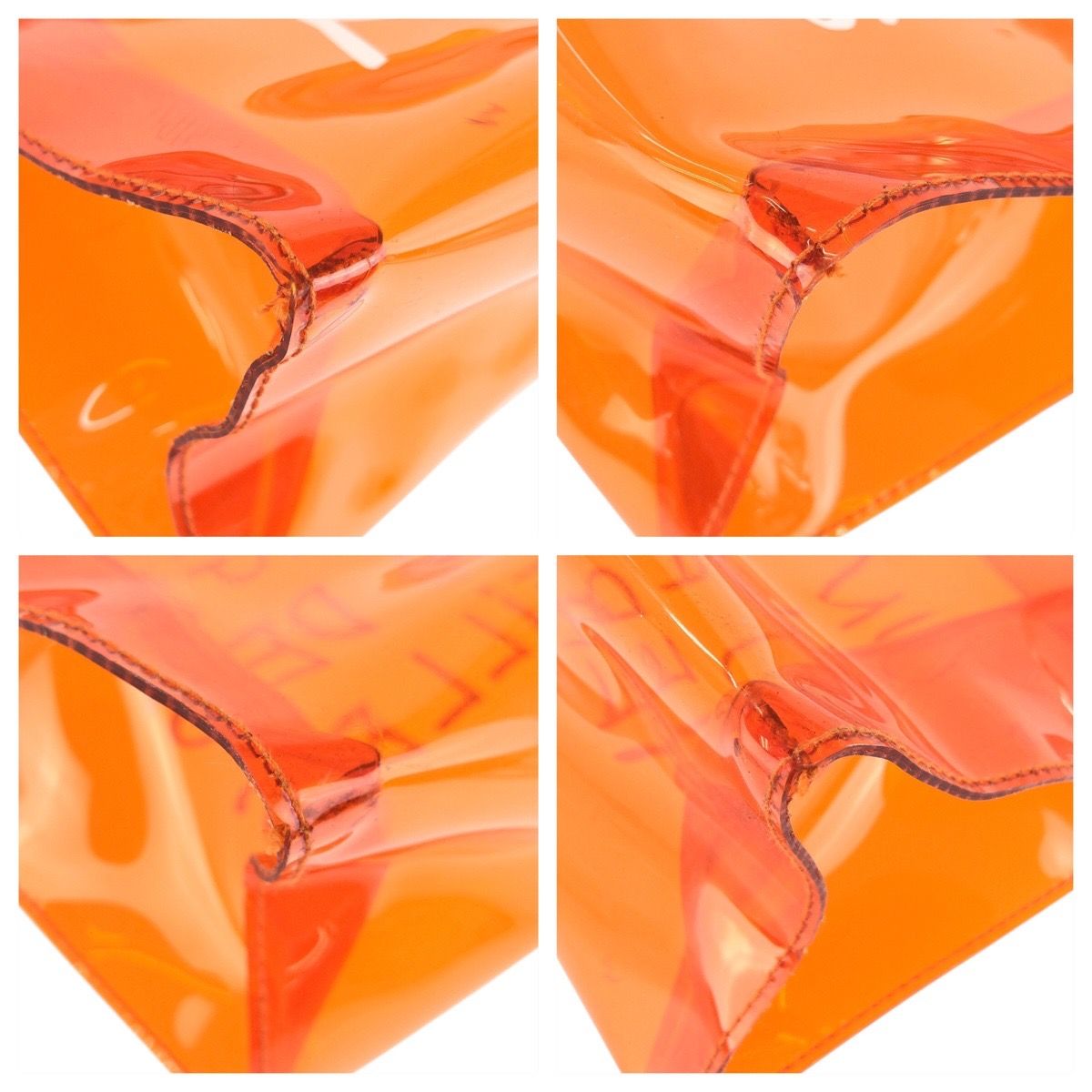 Hermes Vinyl Kelly Skeleton Orange Gold Handbag — view 3