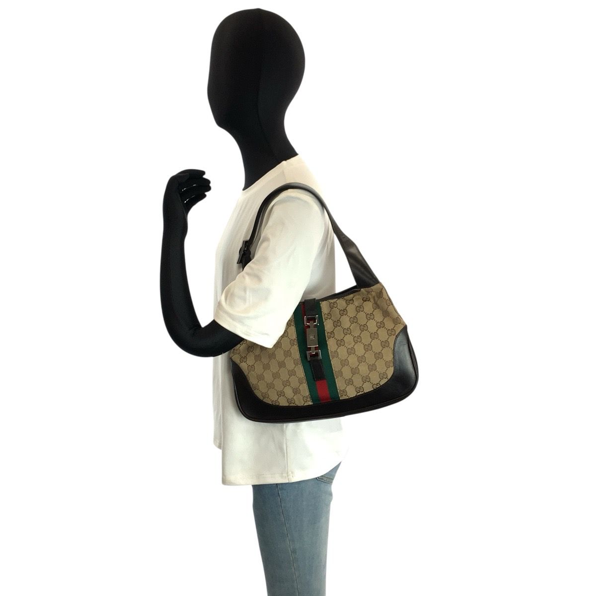 Gucci Jackie Sherry Line Beige Brown GG Canvas 001 Shoulder — view 8