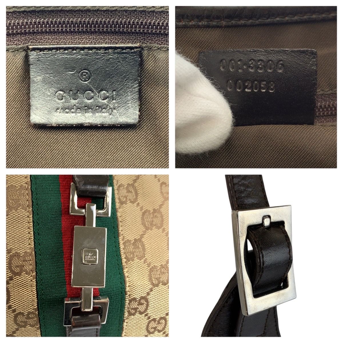 Gucci Jackie Sherry Line Beige Brown GG Canvas 001 Shoulder — view 3