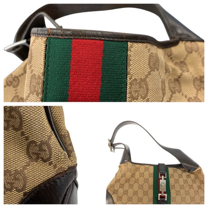 Gucci Jackie Sherry Line Beige Brown GG Canvas 001 Shoulder — view 7