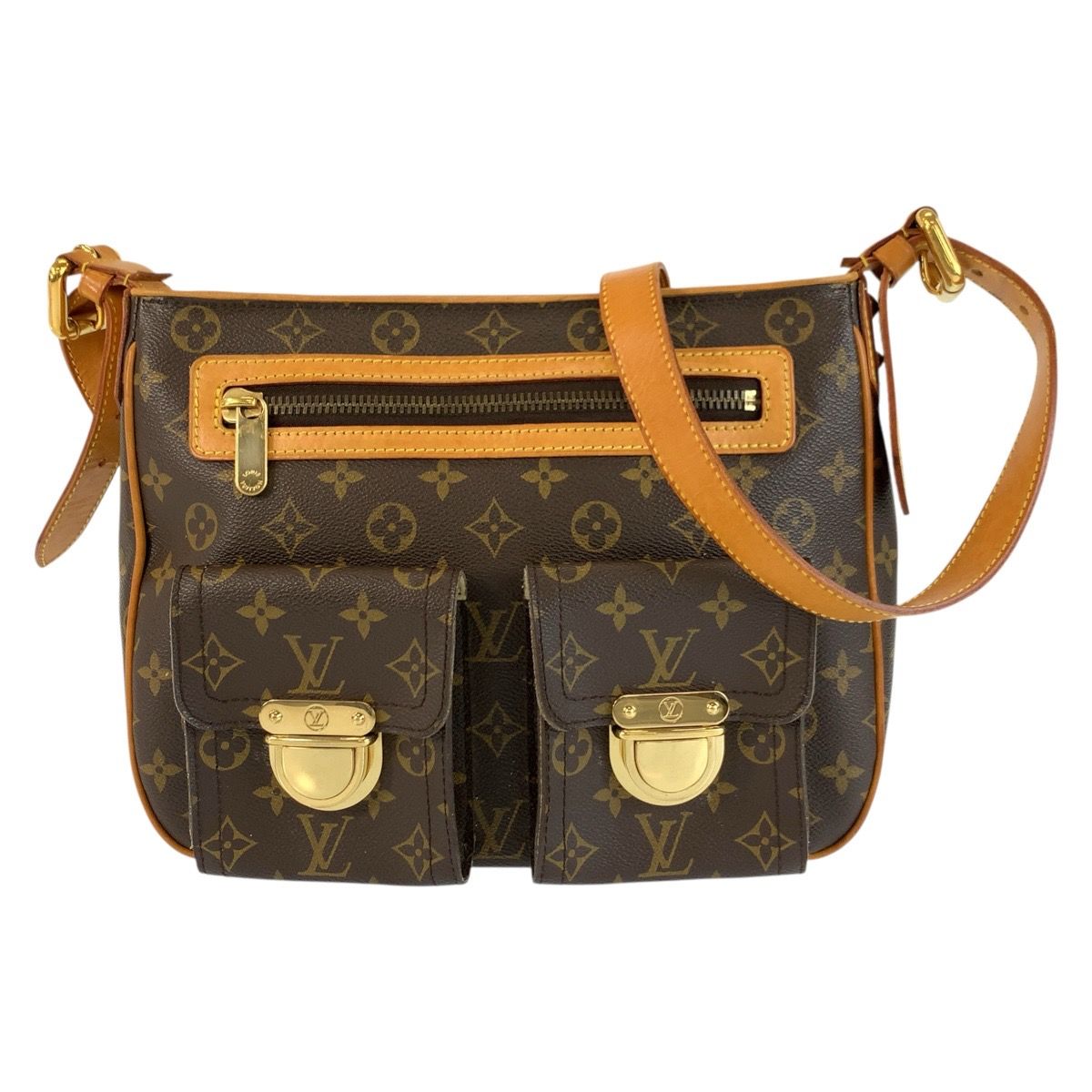 Louis Vuitton Monogram Hudson GM Brown Gold Shoulder Bag Pochette