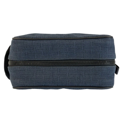 Hermes Globe Trotter MM Navy Black Silver Toilche Blanc Pouch Clutch — view 7