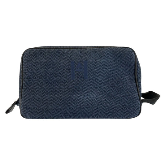 Hermes Globe Trotter MM Navy Black Silver Toilche Blanc Pouch Clutch