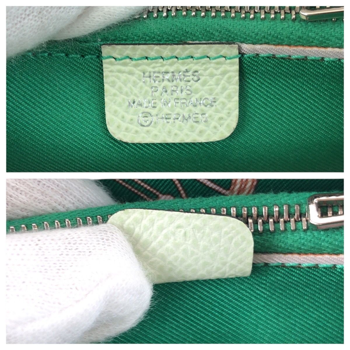 Hermes Azap Silk in Compact Light Green Silver Veau Coin Purse — view 5