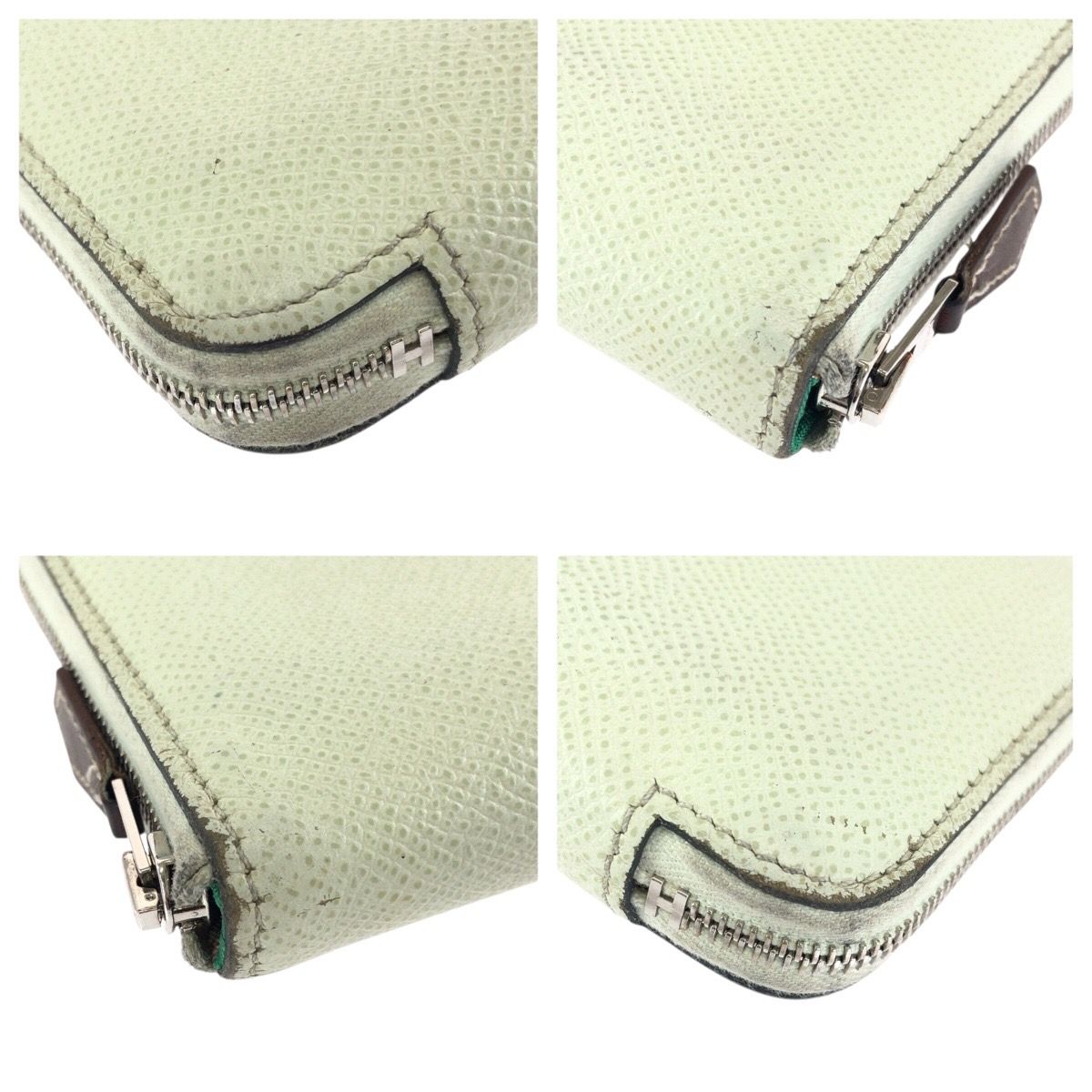 Hermes Azap Silk in Compact Light Green Silver Veau Coin Purse — view 4