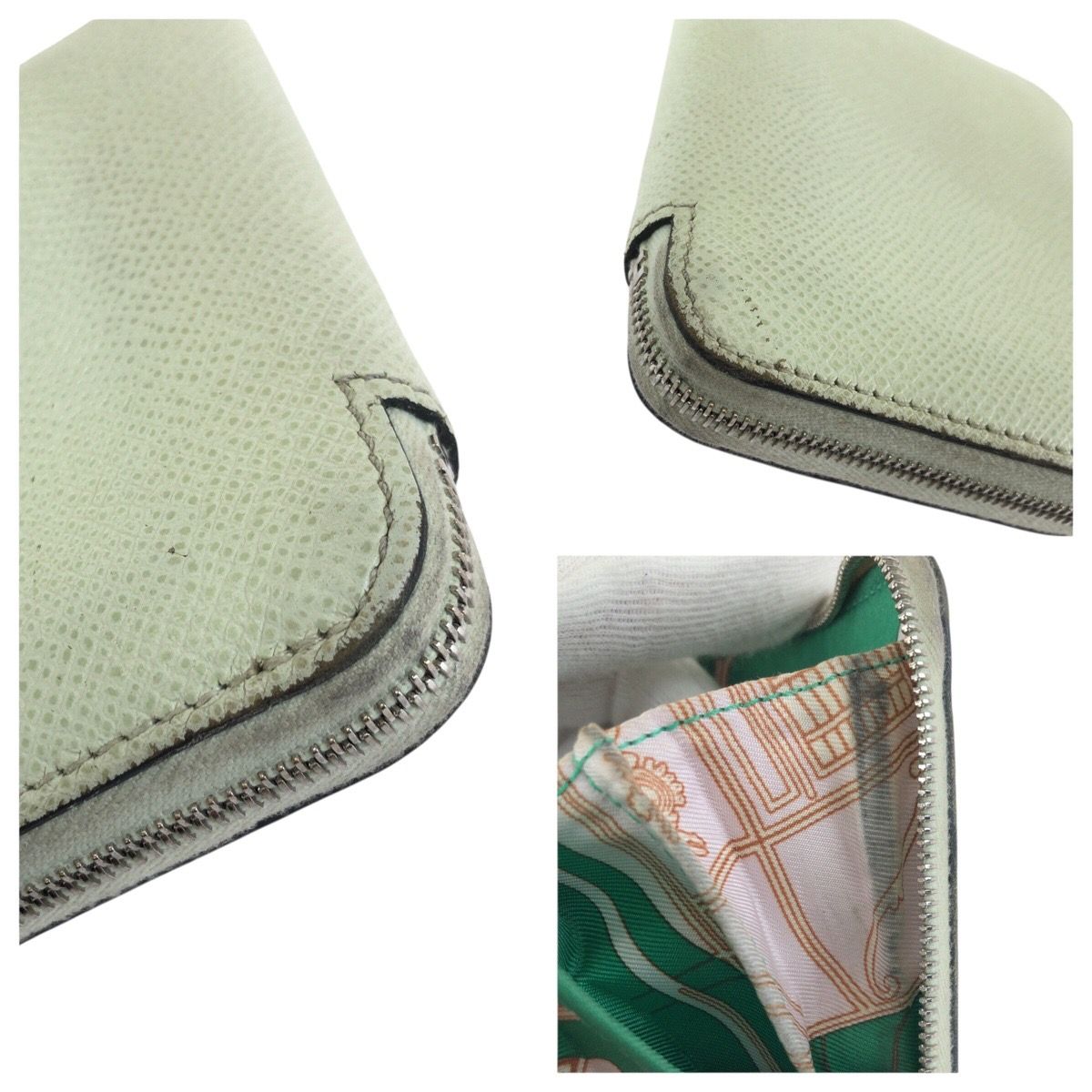Hermes Azap Silk in Compact Light Green Silver Veau Coin Purse — view 7