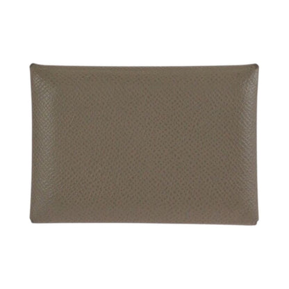 Hermes Calvi Duo Etoupe Gray Silver Chevre Card Case Business Holder Coin — view 2