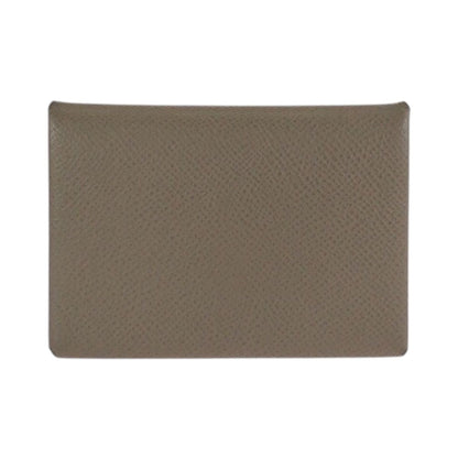 Hermes Calvi Duo Etoupe Gray Silver Chevre Card Case Business Holder Coin