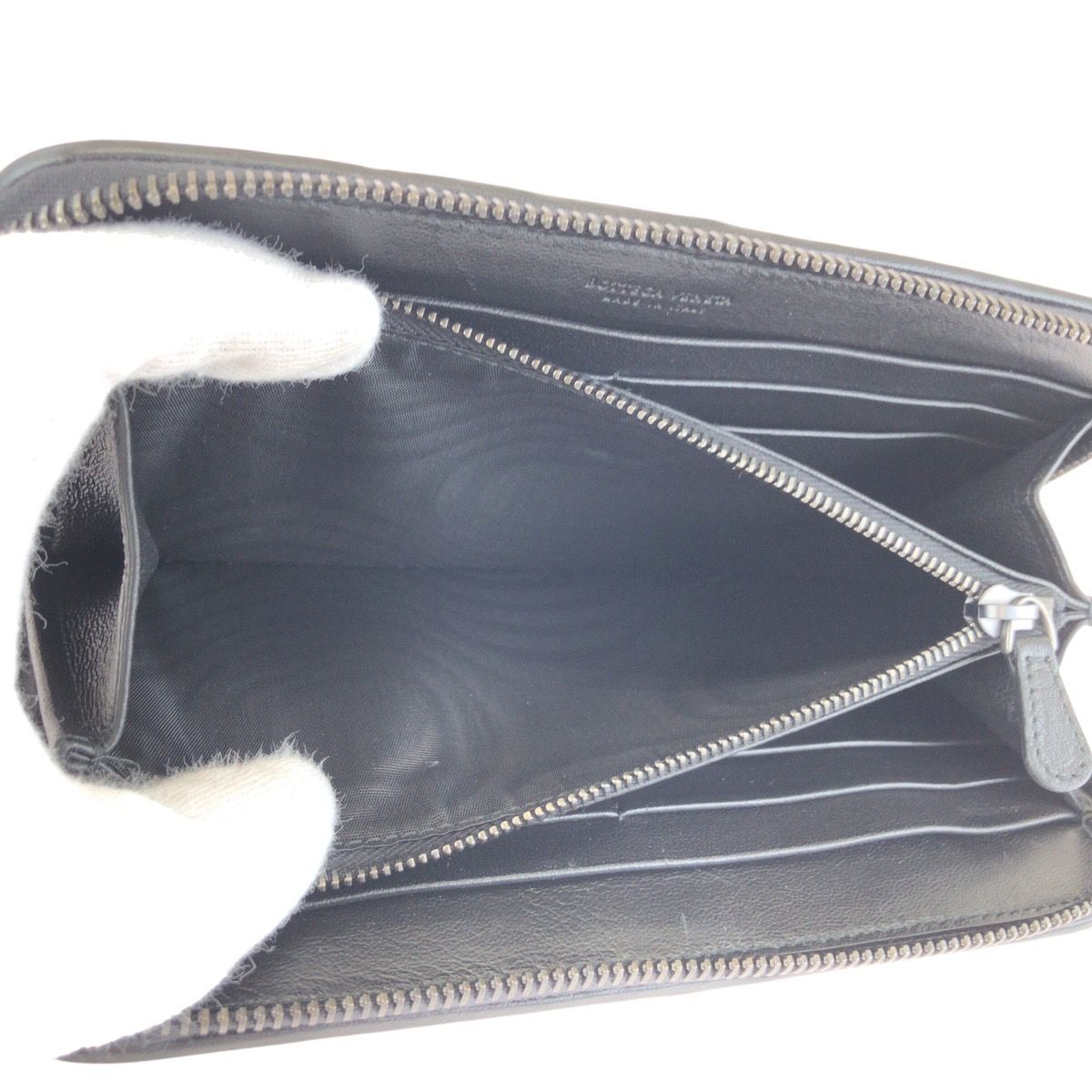 Bottega Veneta Black Gray Gunmetal Leather Goatskin Wallet — view 6