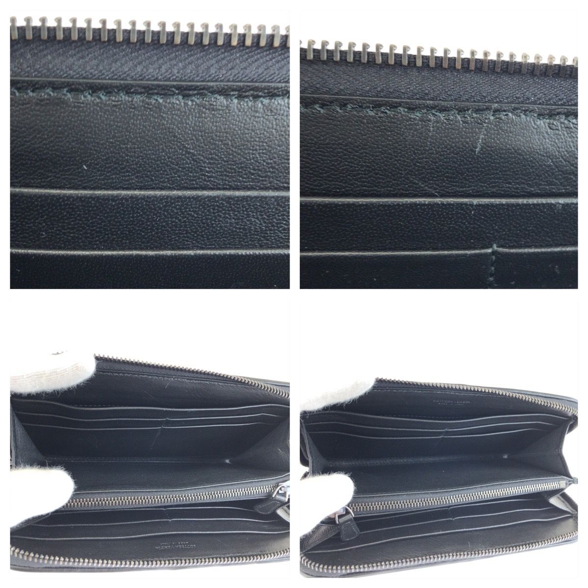 Bottega Veneta Black Gray Gunmetal Leather Goatskin Wallet — view 8