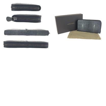 Bottega Veneta Black Gray Gunmetal Leather Goatskin Wallet — view 9