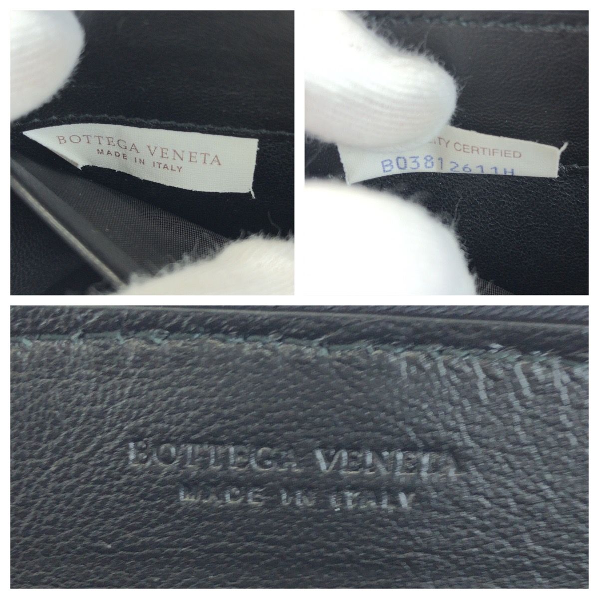 Bottega Veneta Black Gray Gunmetal Leather Goatskin Wallet — view 7