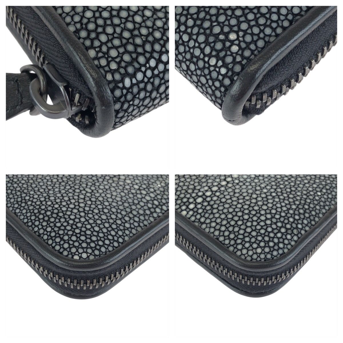 Bottega Veneta Black Gray Gunmetal Leather Goatskin Wallet — view 3