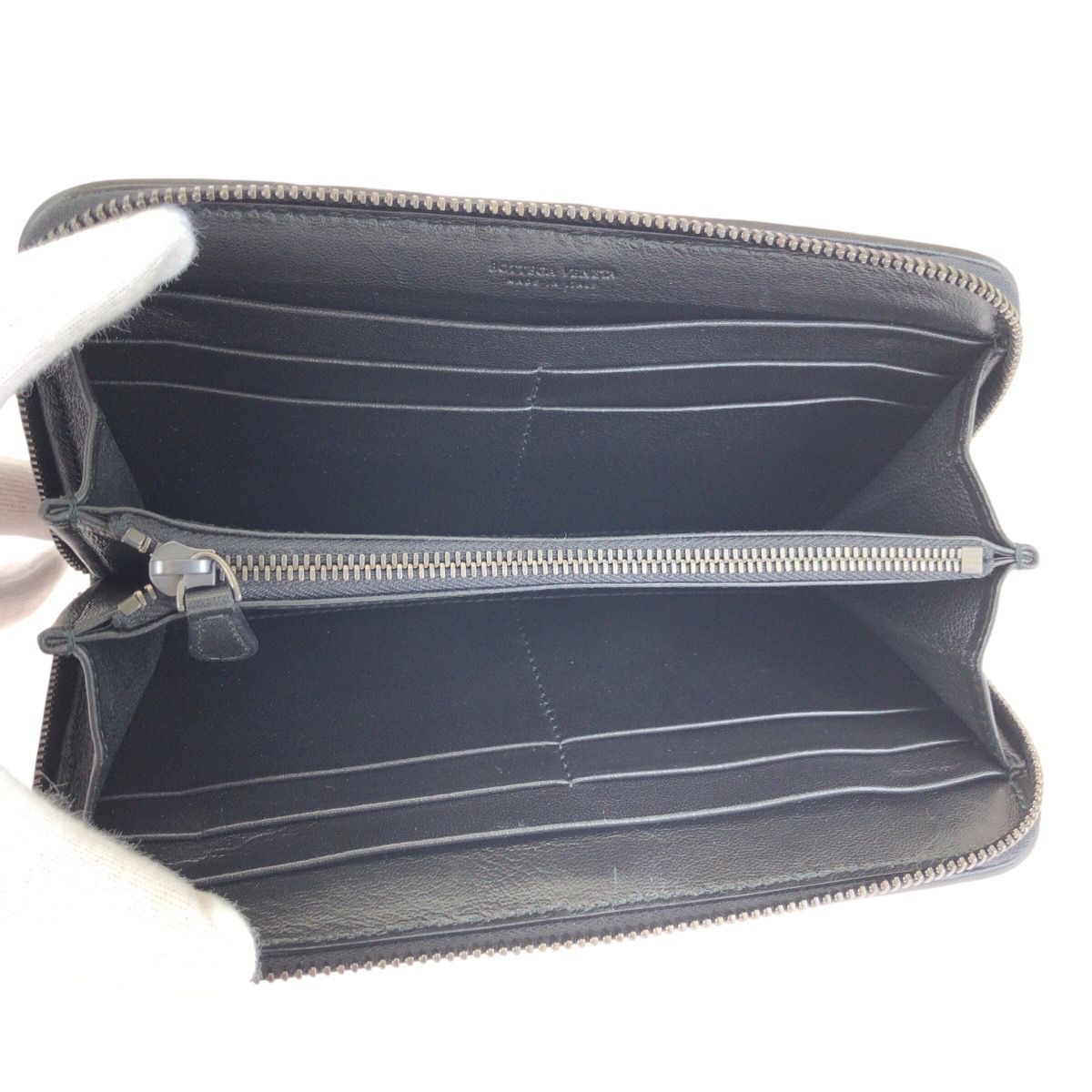 Bottega Veneta Black Gray Gunmetal Leather Goatskin Wallet — view 5