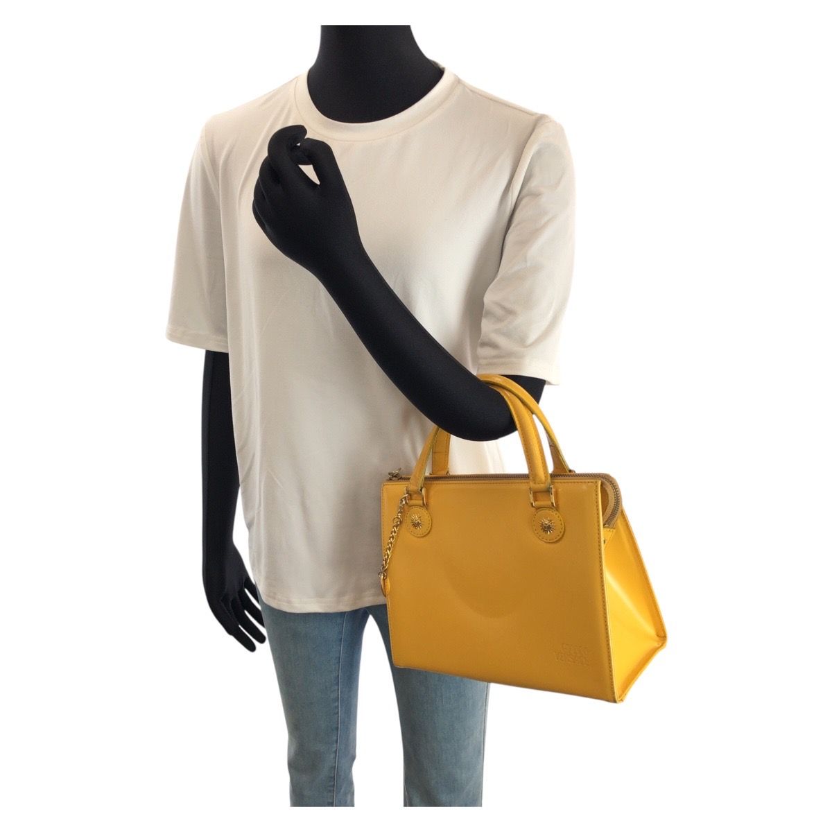 Versace Vintage Sunburst 2-Way Yellow Gold Leather Shoulder — view 7
