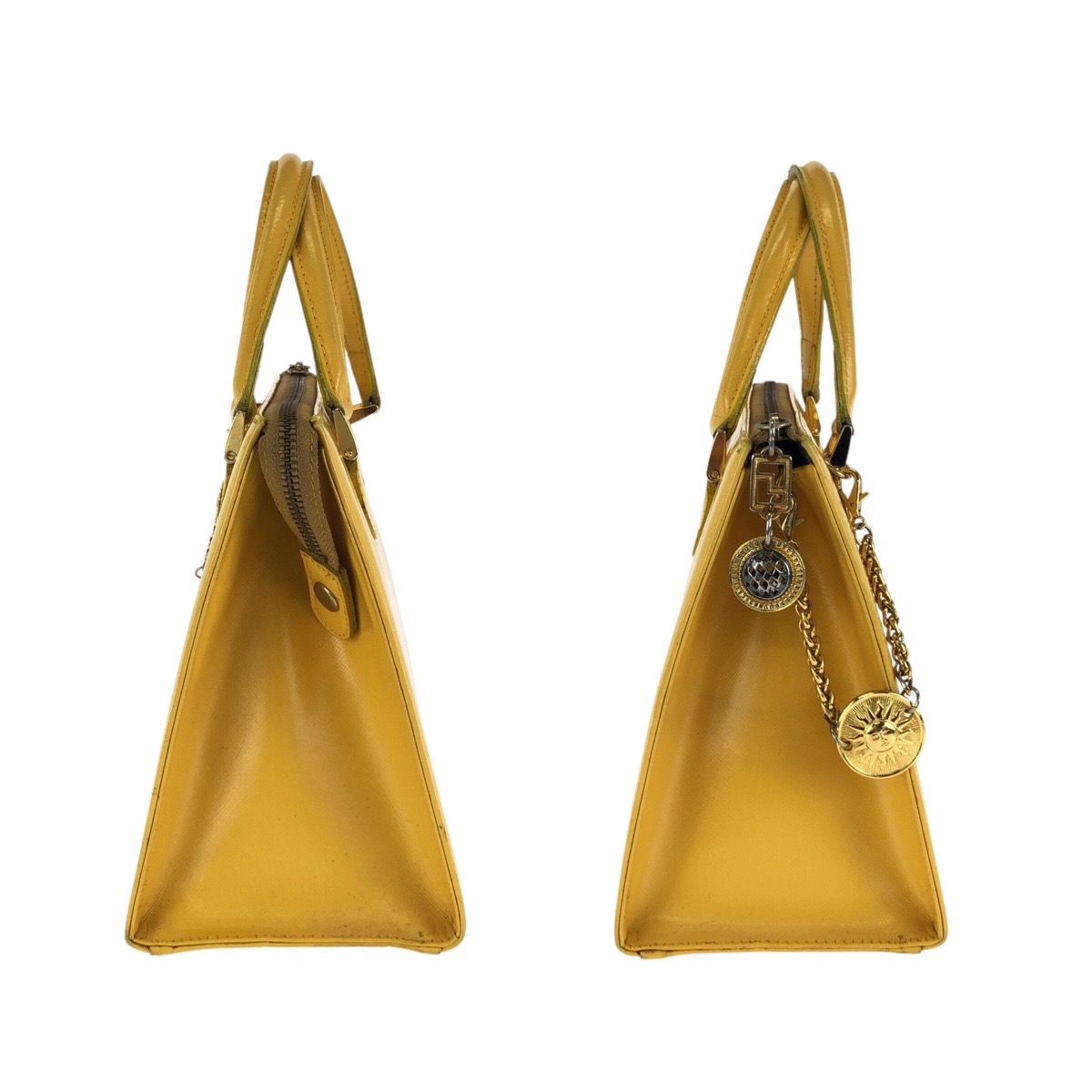 Versace Vintage Sunburst 2-Way Yellow Gold Leather Shoulder — view 8