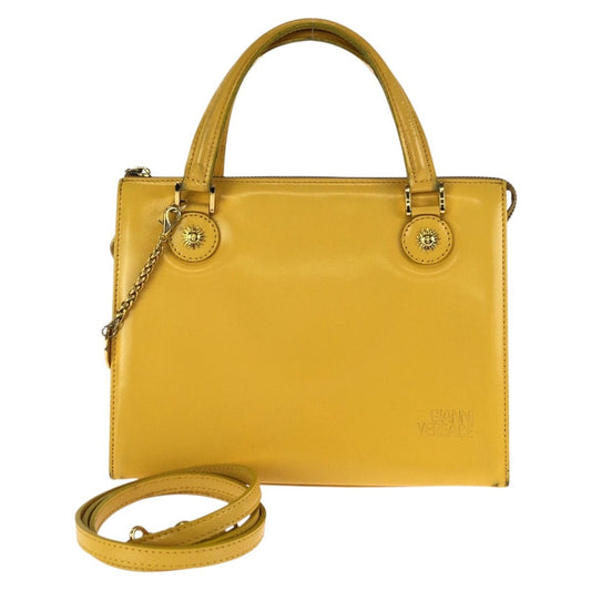 Versace Vintage Sunburst 2-Way Yellow Gold Leather Shoulder