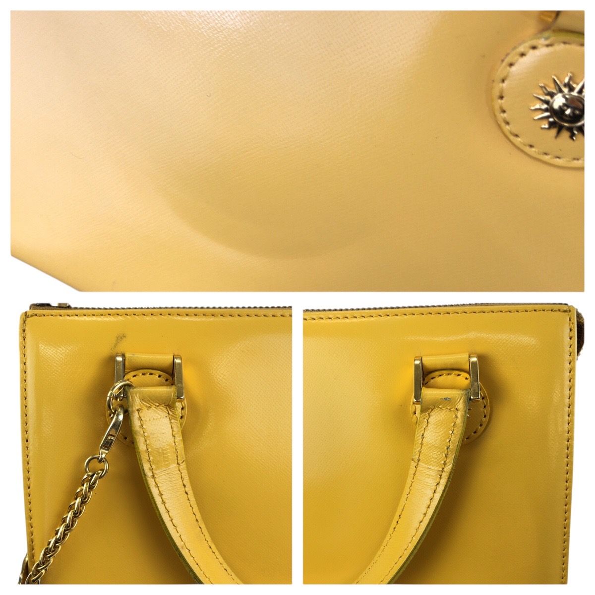 Versace Vintage Sunburst 2-Way Yellow Gold Leather Shoulder — view 6