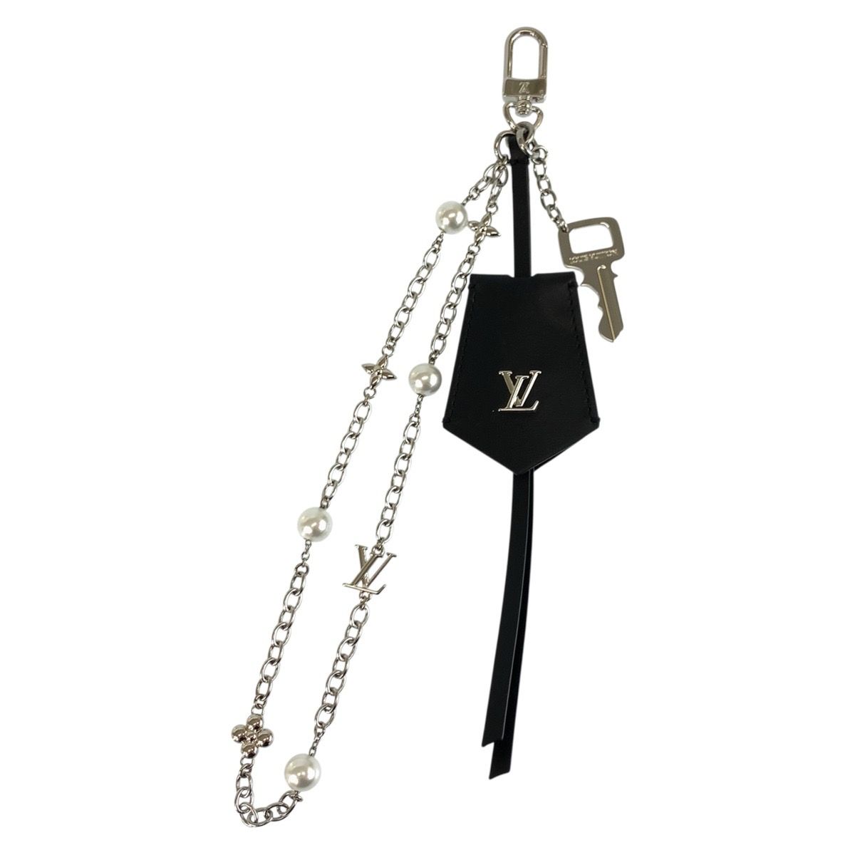 Louis Vuitton LV Initial Midnight Pearl Stacking Black Silver Leather
