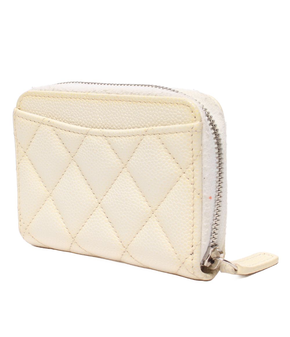 Chanel Coin Case Card Silver Caviar Leather Quilted — view 3