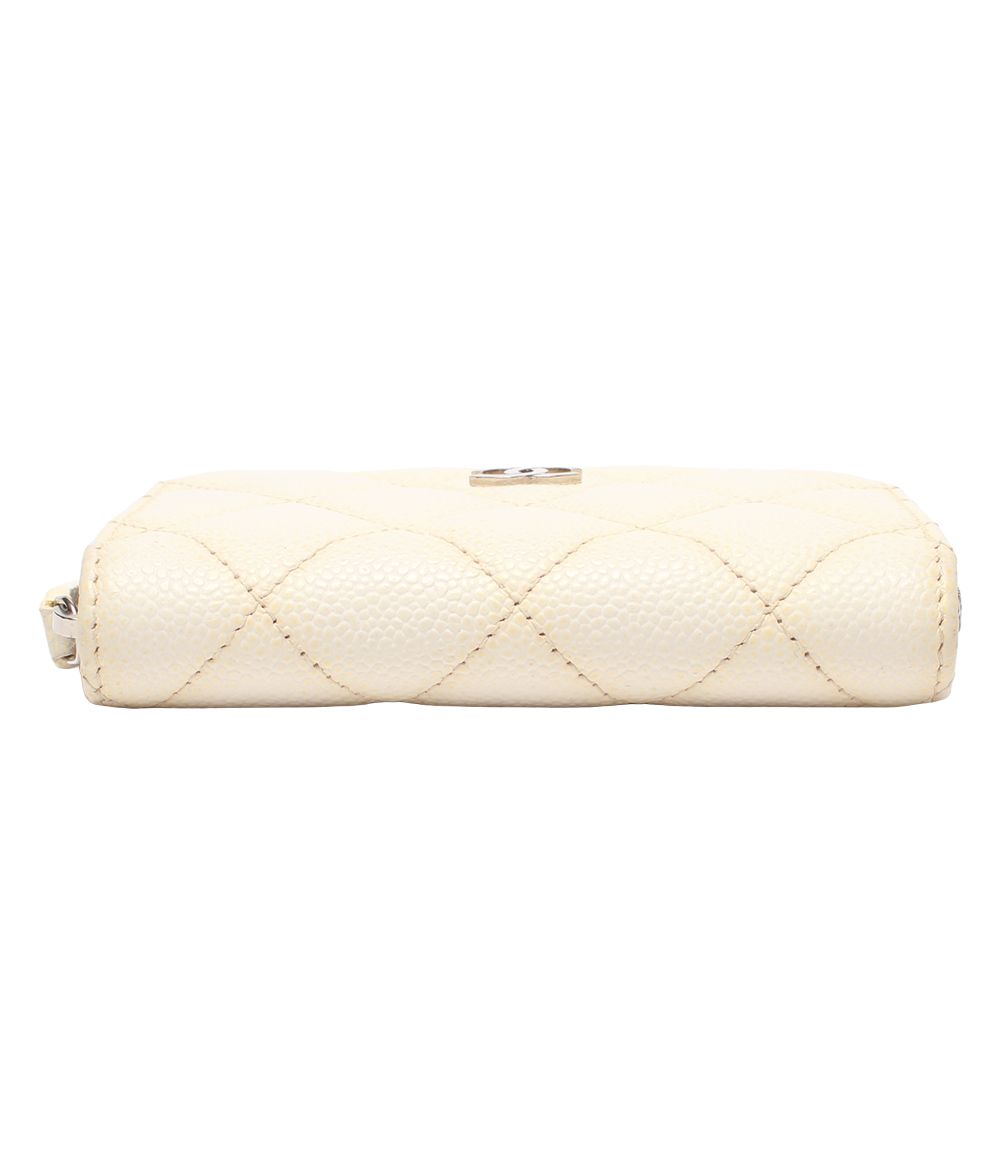 Chanel Coin Case Card Silver Caviar Leather Quilted — view 4