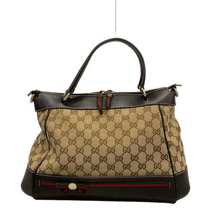 Gucci Handbag Mayfair GG Pattern Beige Dark Brown Multi Leather