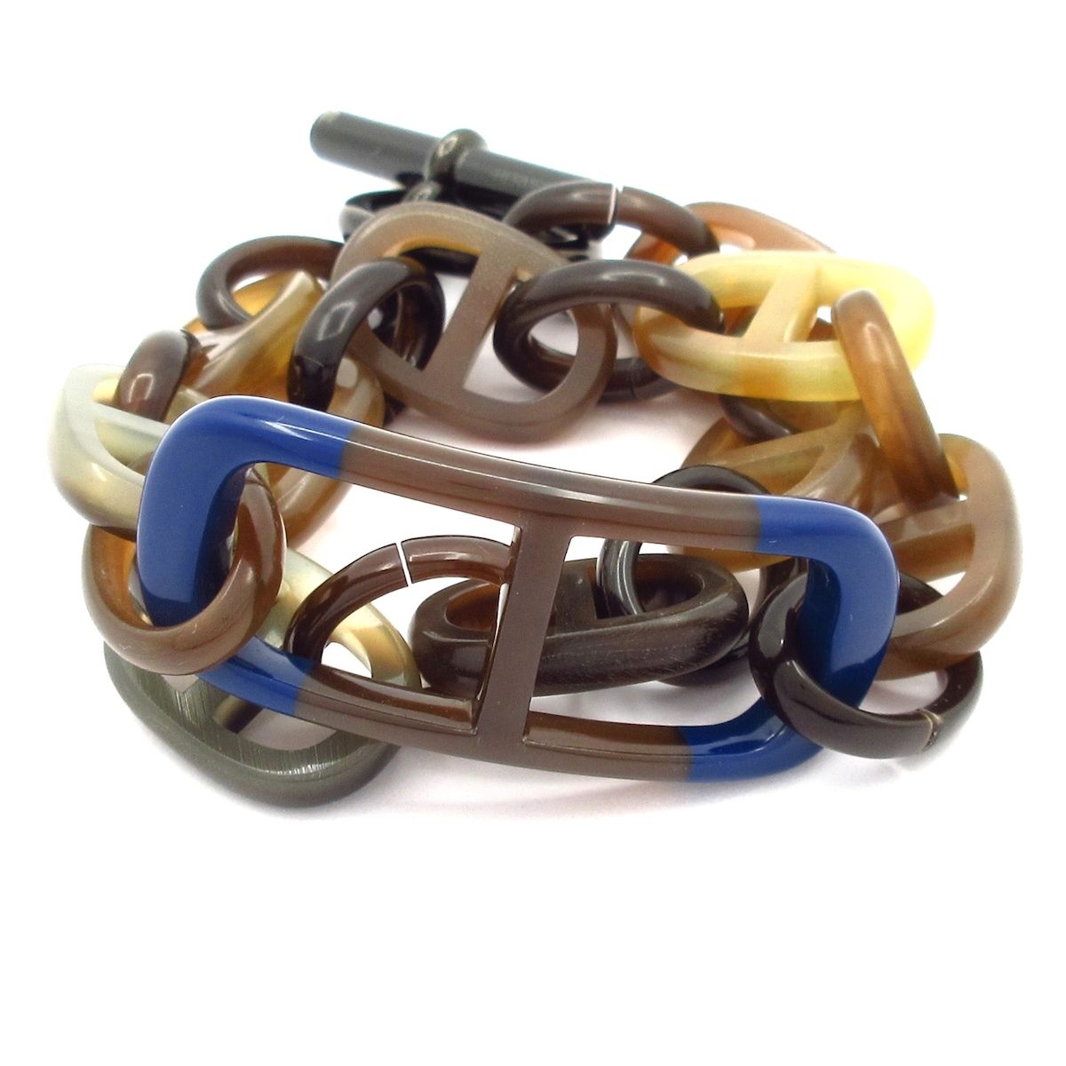 Hermes Bracelet Amarrage Chaine D'ancre Brown Navy Beige