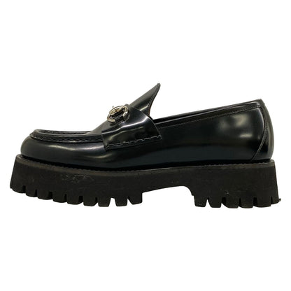 Gucci Loafers 38 Horsebit Black Thick Sole Leather