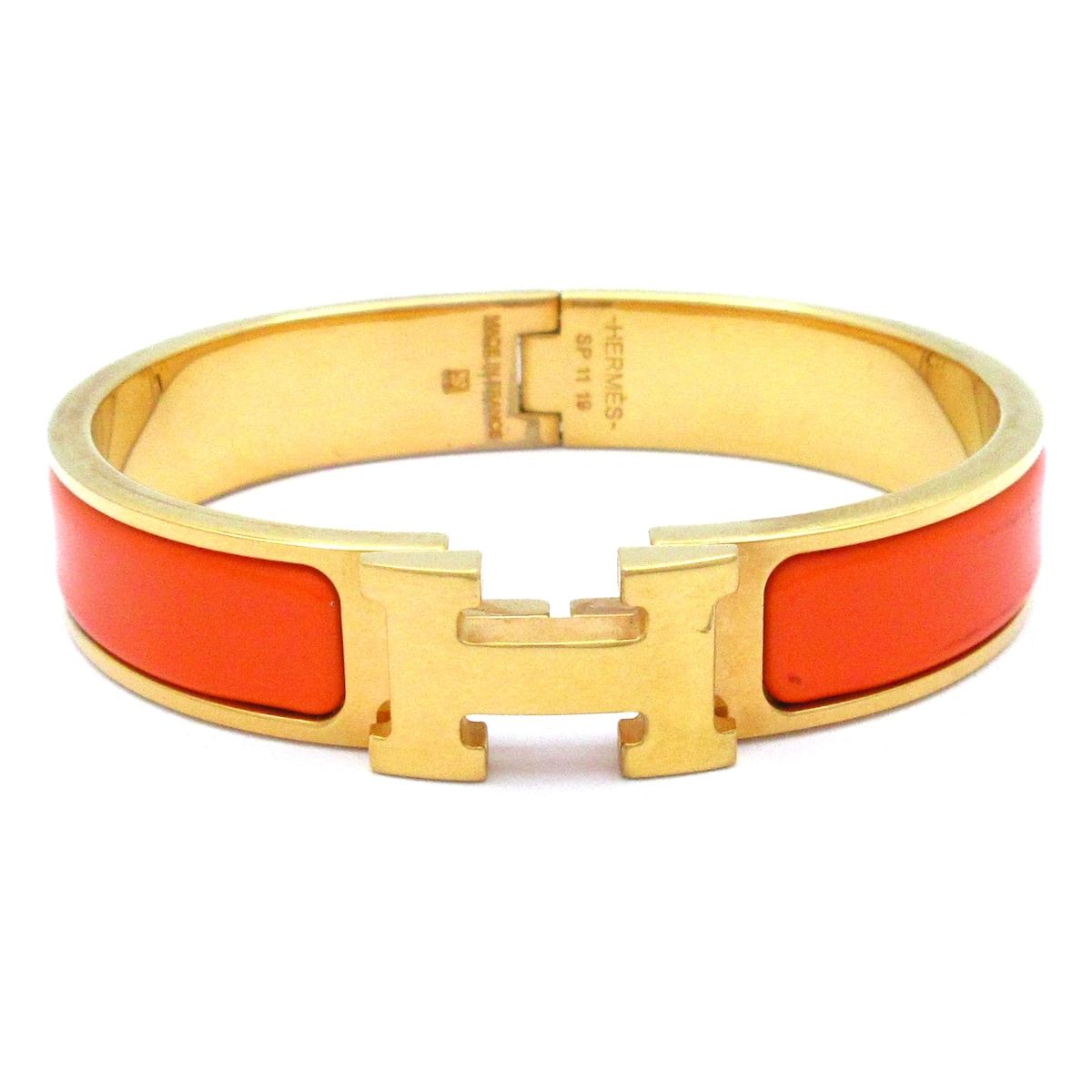 Hermes Bangle Click Gold Orange Bracelet