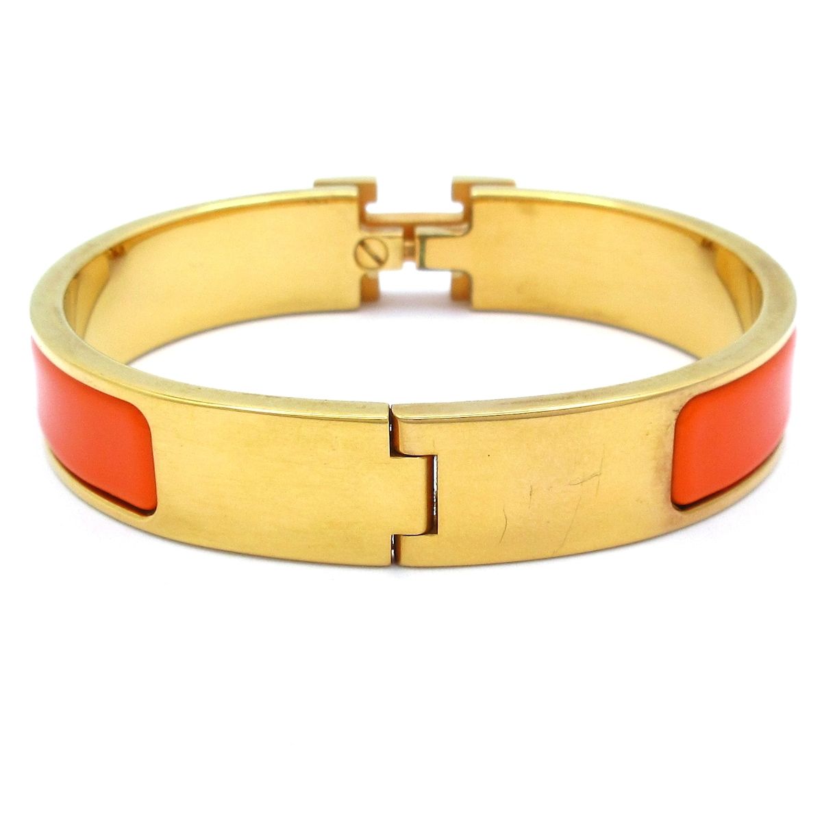 Hermes Bangle Click Gold Orange Bracelet — view 3