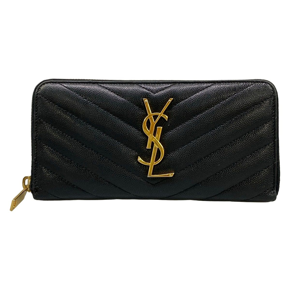 Saint Laurent Paris Wallet Black Zip Around Leather