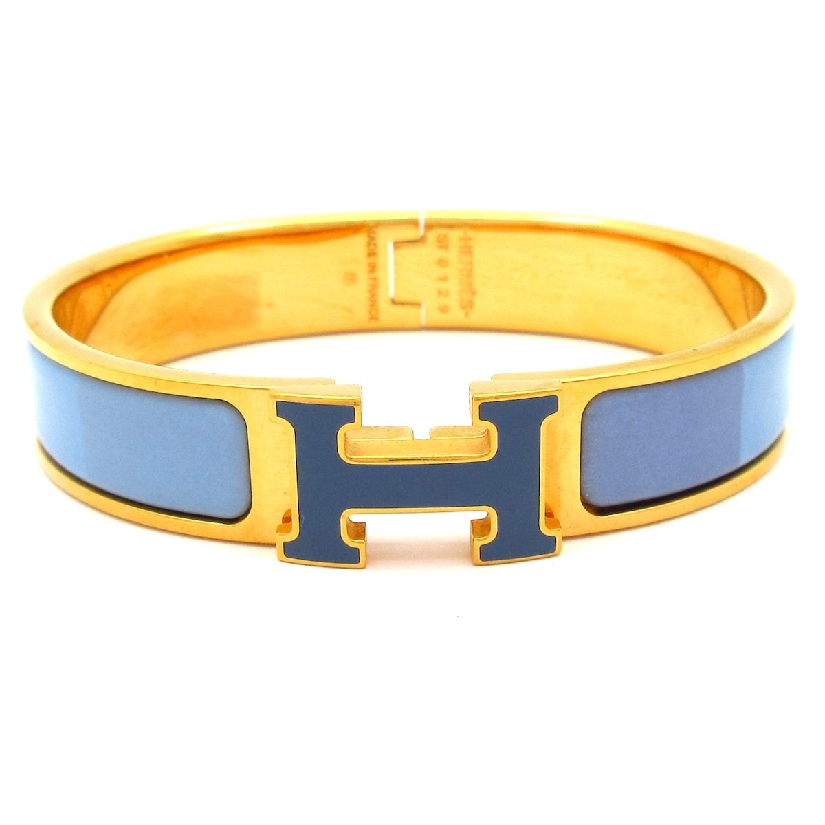 Hermes Bangle Click Gold Blue Gray Multi Bracelet