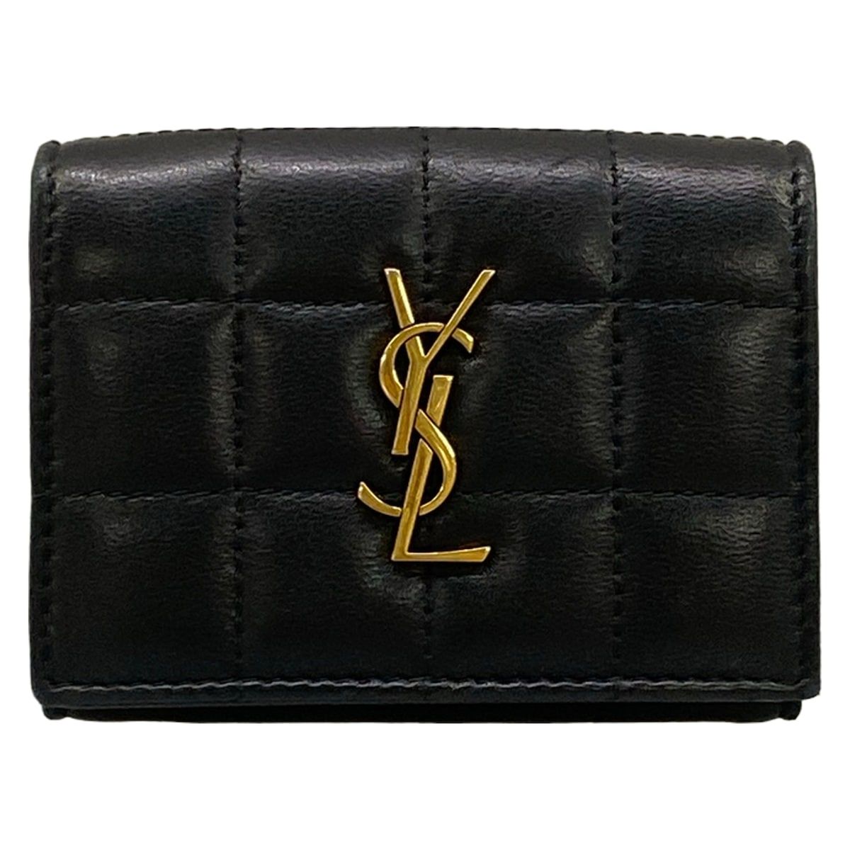 Saint Laurent Paris Trifold Wallet Origami Tiny Black Leather