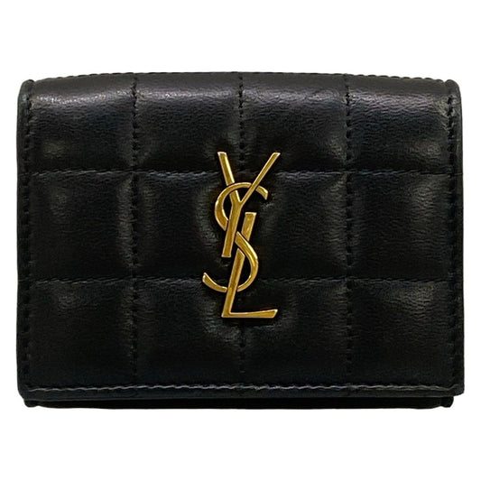 Saint Laurent Paris Trifold Wallet Origami Tiny Black Leather