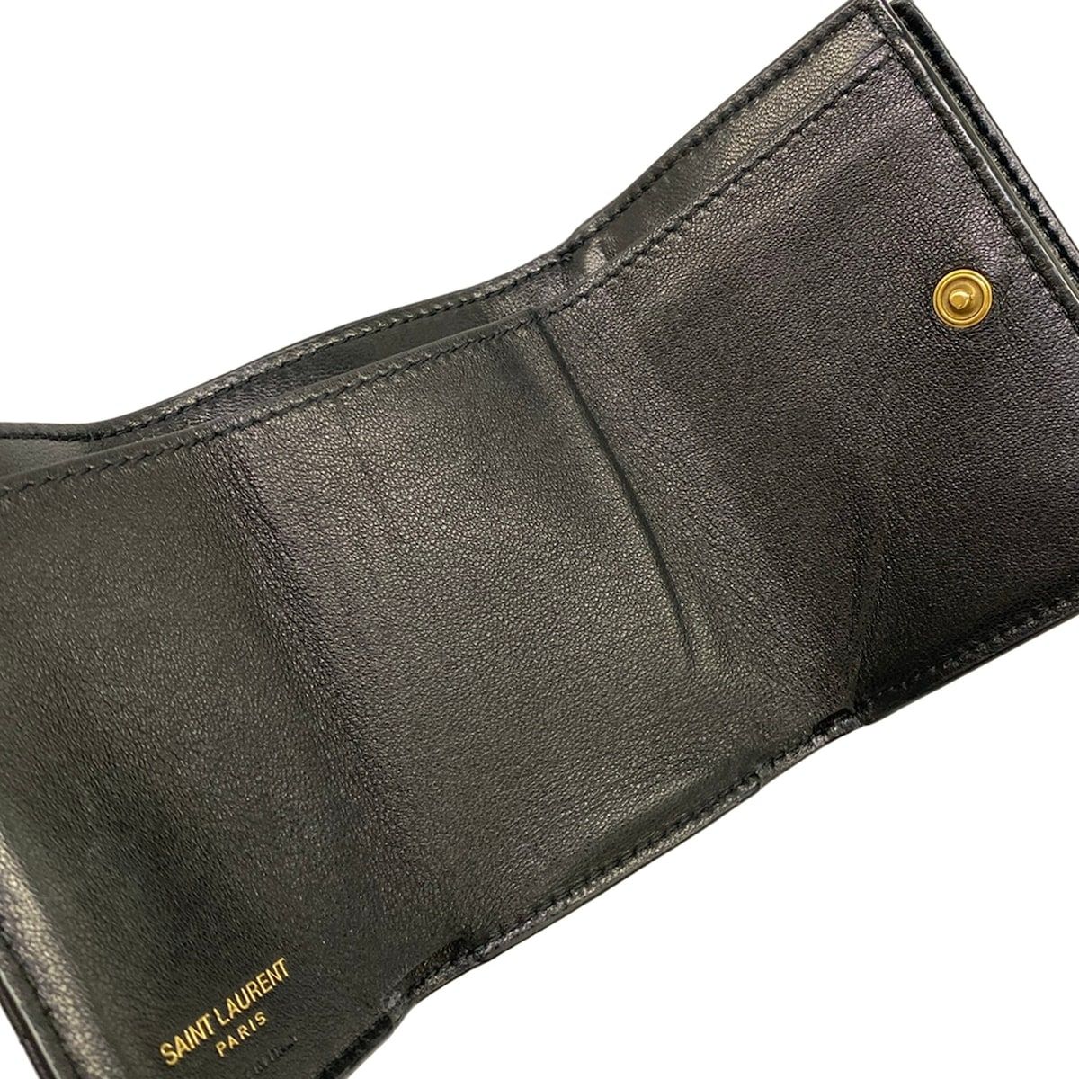 Saint Laurent Paris Trifold Wallet Origami Tiny Black Leather — view 3