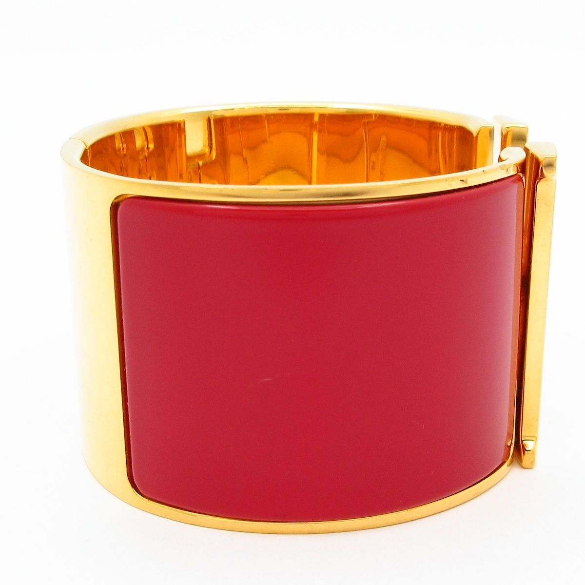 Hermes Bangle Clic Clac Extra Wide Gold Red Bracelet — view 2